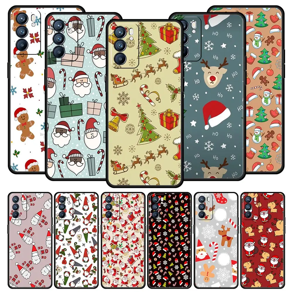 Christmas Santa Claus Phone Case For OPPO A74 A54 A53 A52 A9 2020 A16 A15 A12 A76 A95 Reno7 SE Reno6 Z Find X5 Pro Plus 5G Cover