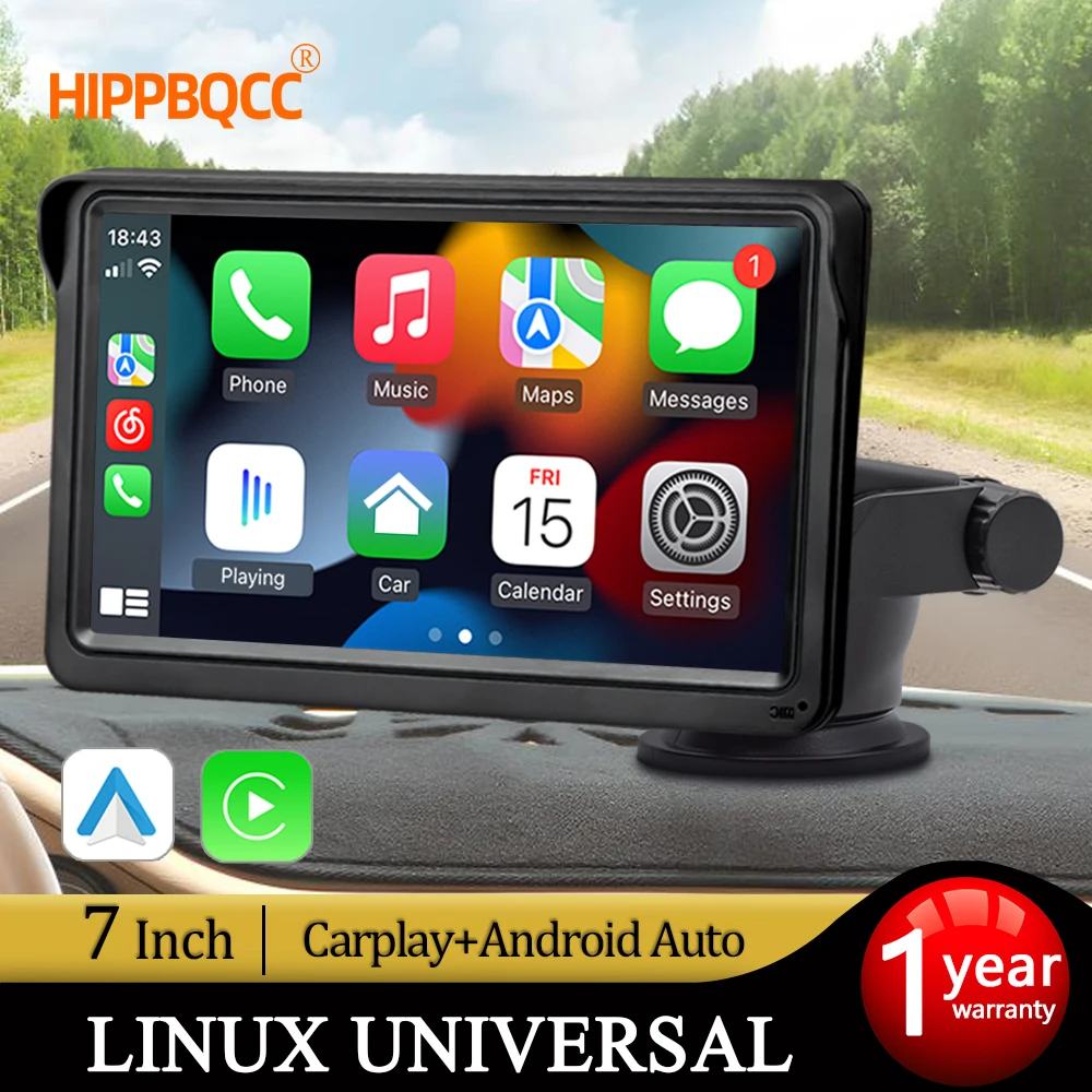 

HIPPBQCC 7 inch Car Radio Multimedia Video Player Wireless Carplay&Android Auto Portable Touch Screen For Rear View Camera