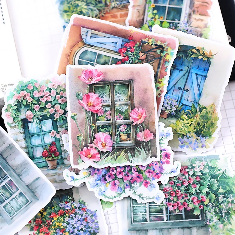 15pcs Window cute flower Stickers for waterproof Bike Motorcycle Phone book Travel Luggage toy Funny Sticker boy toy