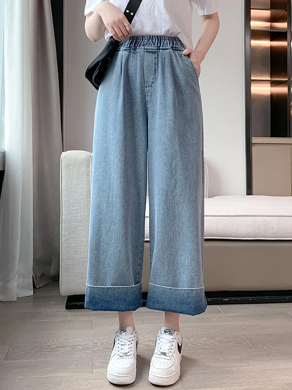 

Широкие джинсы с высокой талией, женские свободные джинсовые брюки прямого кроя, весна-лето, утягивающие универсальные повседневные брюки, чистый цвет