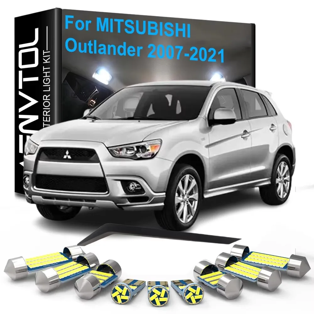 11 stücke LED Innen Lichter Canbus Für Mitsubishi Outlander 2007-2021 Auto Dome Karte Lesen Stamm Gepäck kennzeichen lampen Kit