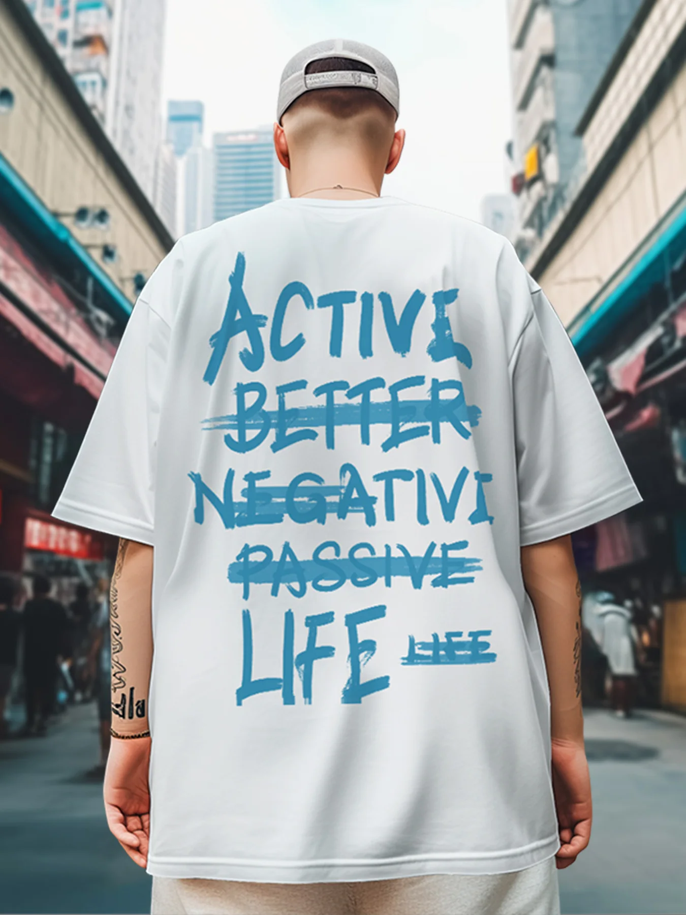 

Summer white ink direct spray monochrome text printing pure cotton round neck short-sleeved T-shirt fashion fashion brand top