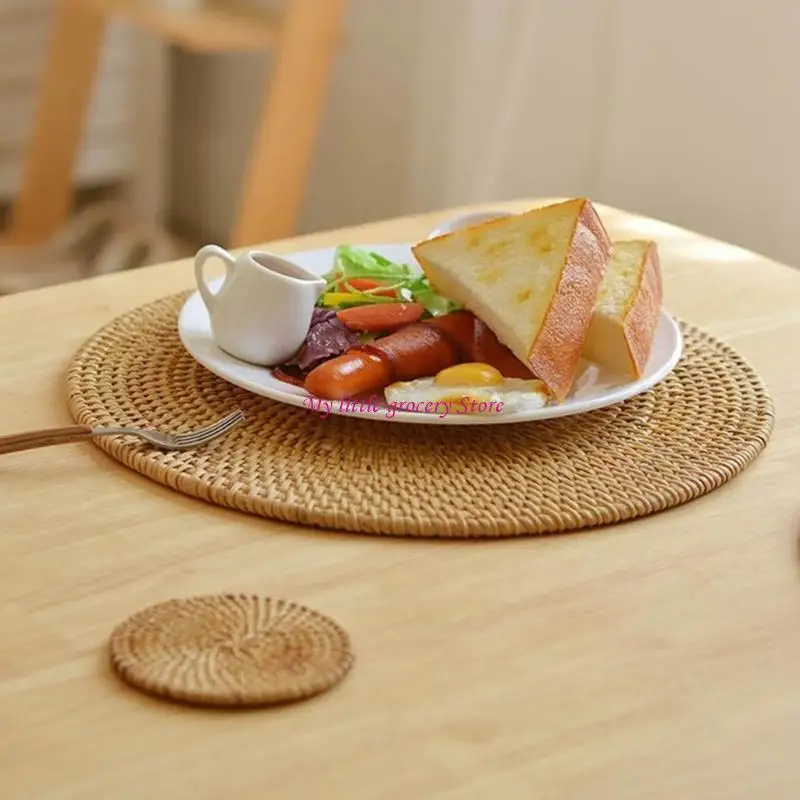 Tragbarer Rattan Teas handgefertigt und einzigartiger Rattan Accessoire für Heim-, Büro- oder Outdoor D5BD