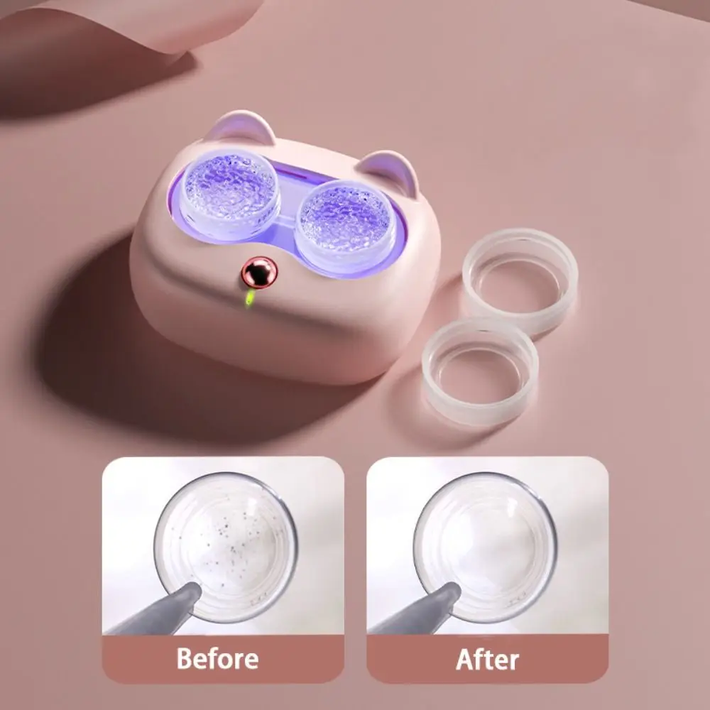 Ultrasonic Contact Lenses Cleaner Uv Sterilizing Fully Automatic Protein Cleaning Machine with Removable Box USB Rechargeable