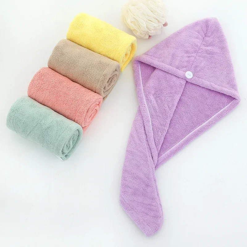 Aanschaf Producten Microfiber Haar Handdoek Haarmuts Met Knoop Vrouwelijke Badkamer Accessoires Sneldrogende Badjas Thuis Textiel