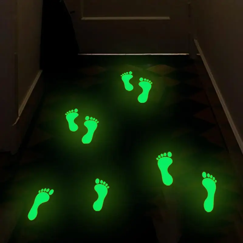 Glow In The Dark Footprint Stickers Decals Luminous Funny Decor For Amusement Park Kindergarten Bedroom Wall Decor