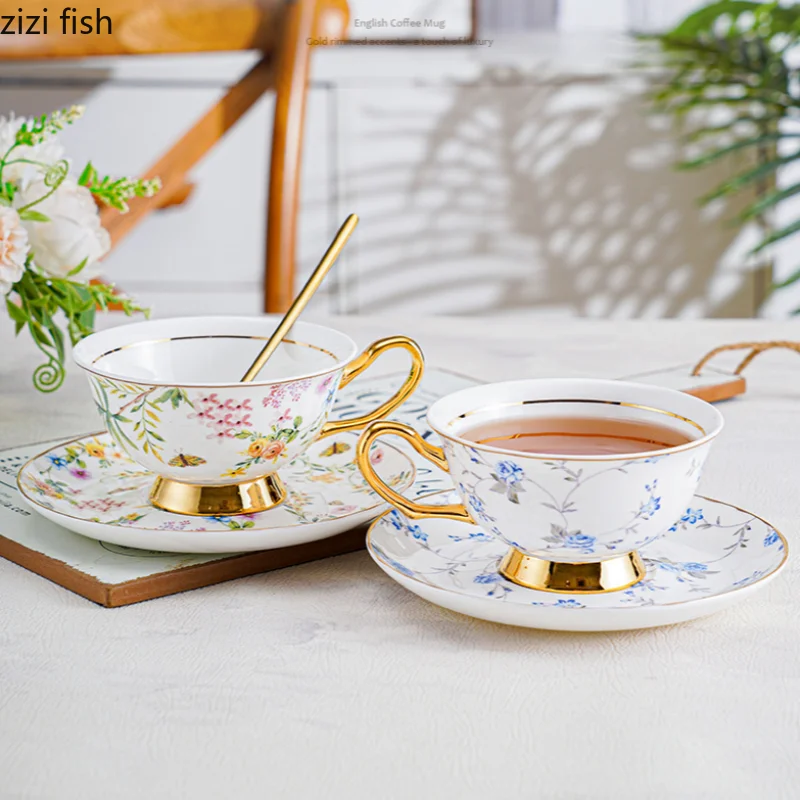 

Rural Style Coffee Cup and Dish Set Afternoon Tea Water Cup Flower Tea Cups Milk Mug Breakfast Cups Dim Sum Dish Milk Tea Mug