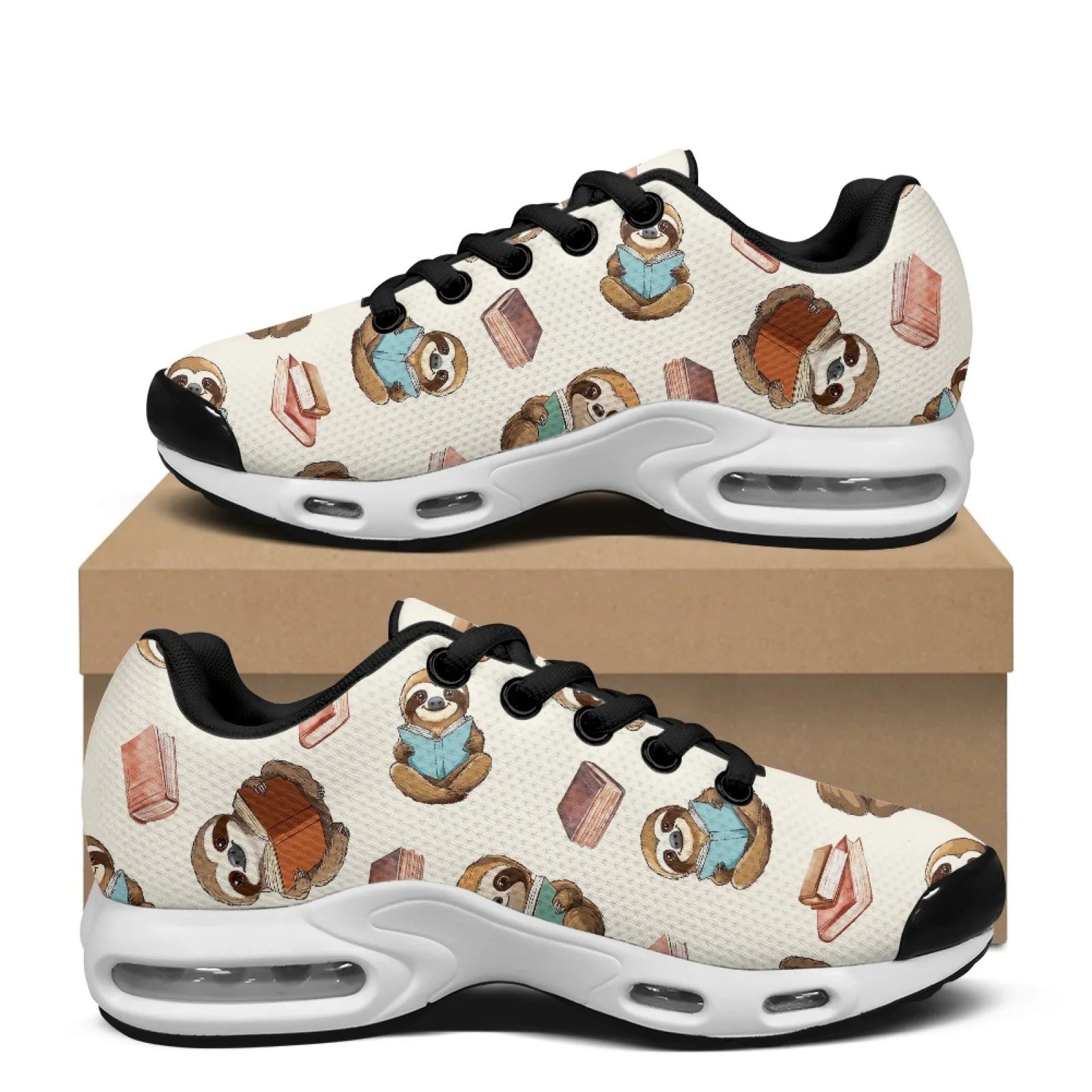 PENSTROLL Sloth Reading Joy Modern Tennis Sneakers Tennis Shoes for Men Breathable Fashion Sneakers