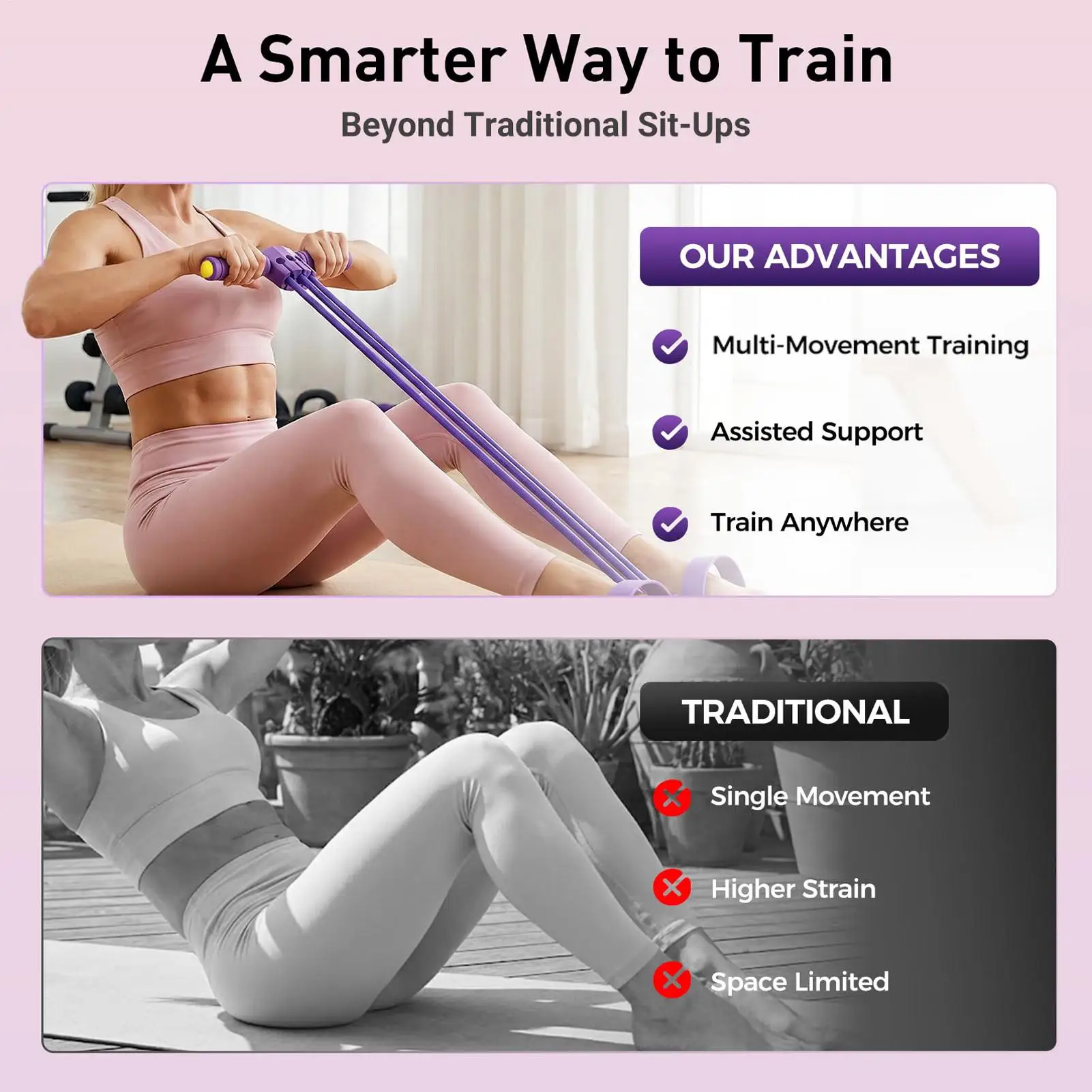 

Pedal Puller Resistance Band 10-Tube Fitness Equipment Core Exercise Tension Rope For Women Men Adults Athletes Beginners