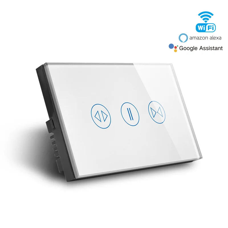 US Tuya – interrupteur WiFi pour maison intelligente, panneau en verre moderne, contrôleur tactile intelligent Alexa, rideau de sécurité, interrupteur mural pour produits de maison intelligente
