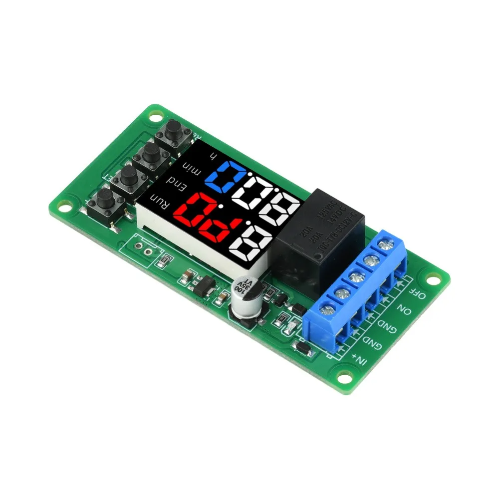 

T2101 DC12V Dual-mode 1-channel Direct Output Type Programmable Time Controller Dual LED Display Screen Time Delay Relay Module