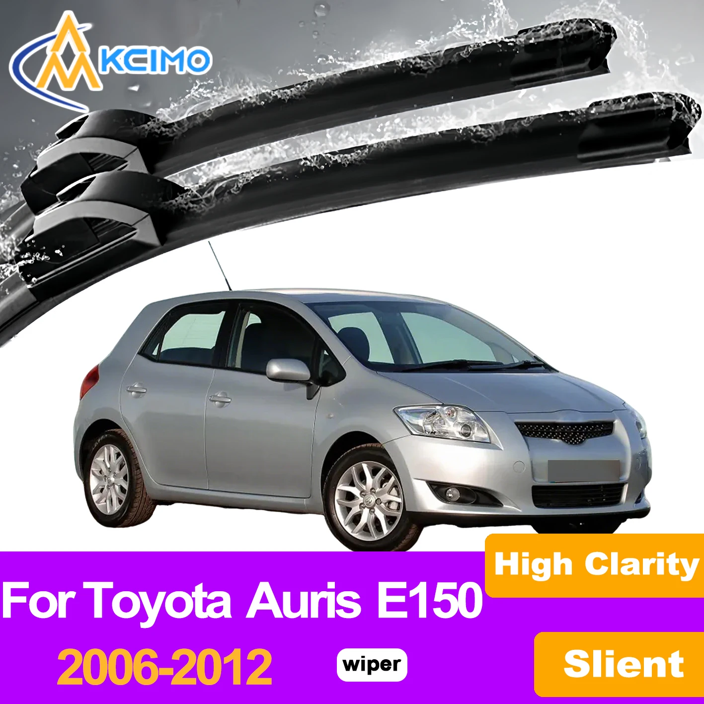 

Kcimo 2pcs Front Windshield Wiper Blades For Toyota Auris E150 2006-2012, Exact Fit, Quiet & Streak-Free and Easy To Install
