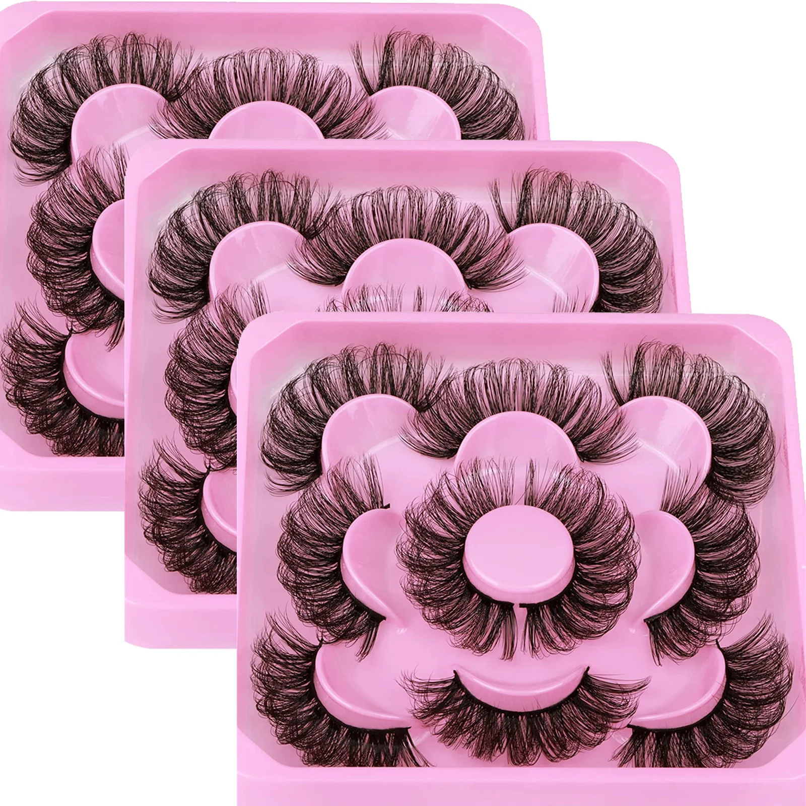 ขนตาปลอมแบบรัสเซียขน3D ขนมิงค์นุ่มฟู15คู่/3แพ็ค