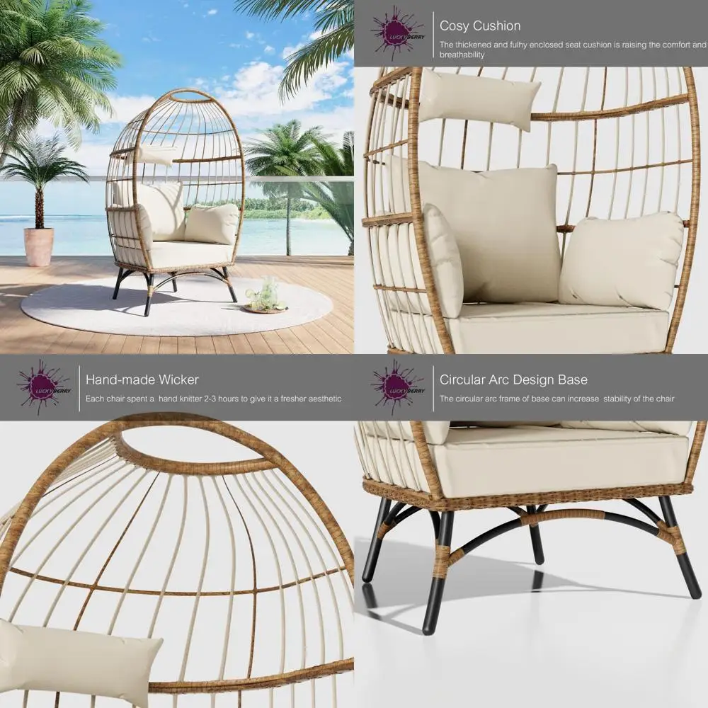 

Brown Rattan Outdoor Patio Lounge Egg Chair