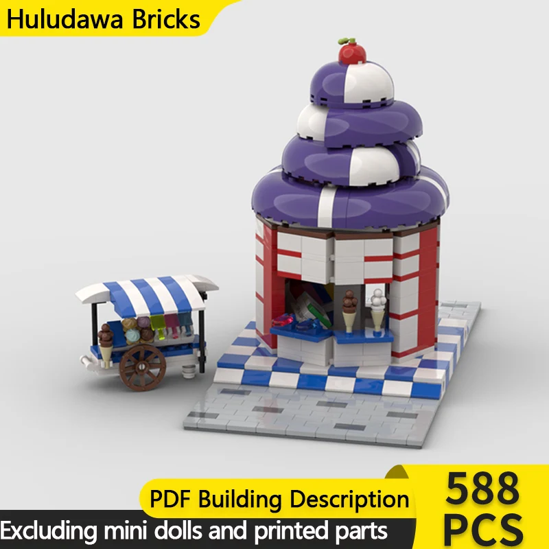 

Модель City Street View MOC, строительные кирпичи, магазин мороженого, модульная технология, детские праздничные подарки, сборные игрушки, костюм