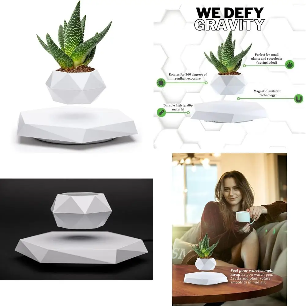 

Магнитный левитирующий держатель для растений - Парящий горшок для бонсай, суккулентов и аэроплантов - Современный магнитный дисплей для дома или офиса