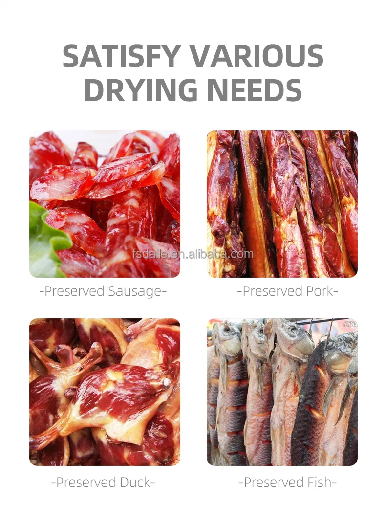 Double Zone Commercial Rotary Large Capacity Sausages Biltongs Preserved Food Dehydrator Drying Machine view 5