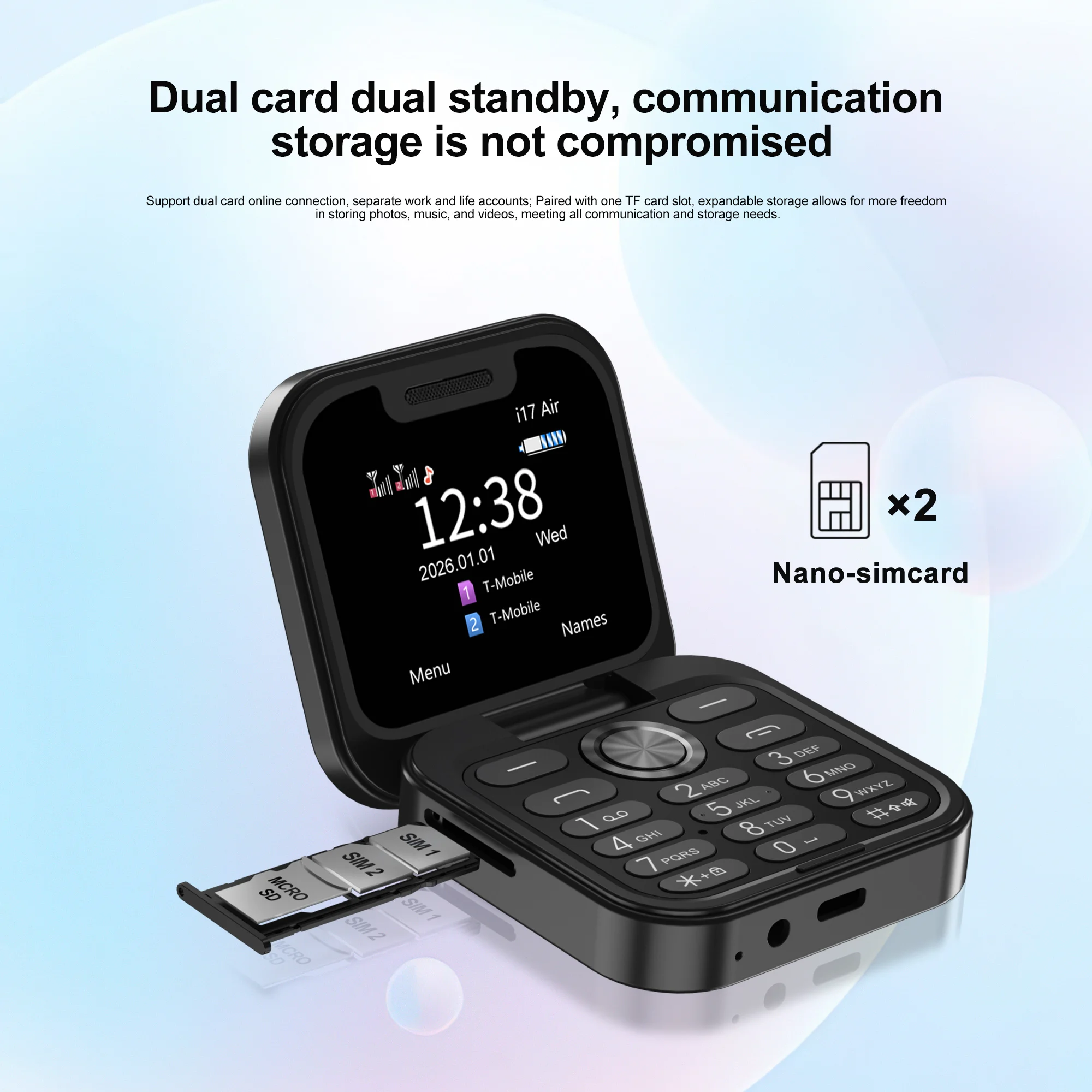 SERVO I17 Air Mini Flip Mobile Phone Dual SIM 1.77' Screen Bluetooth Dial Magic Sound FM Radio Torch 2G GSM Small Fold Cellphone