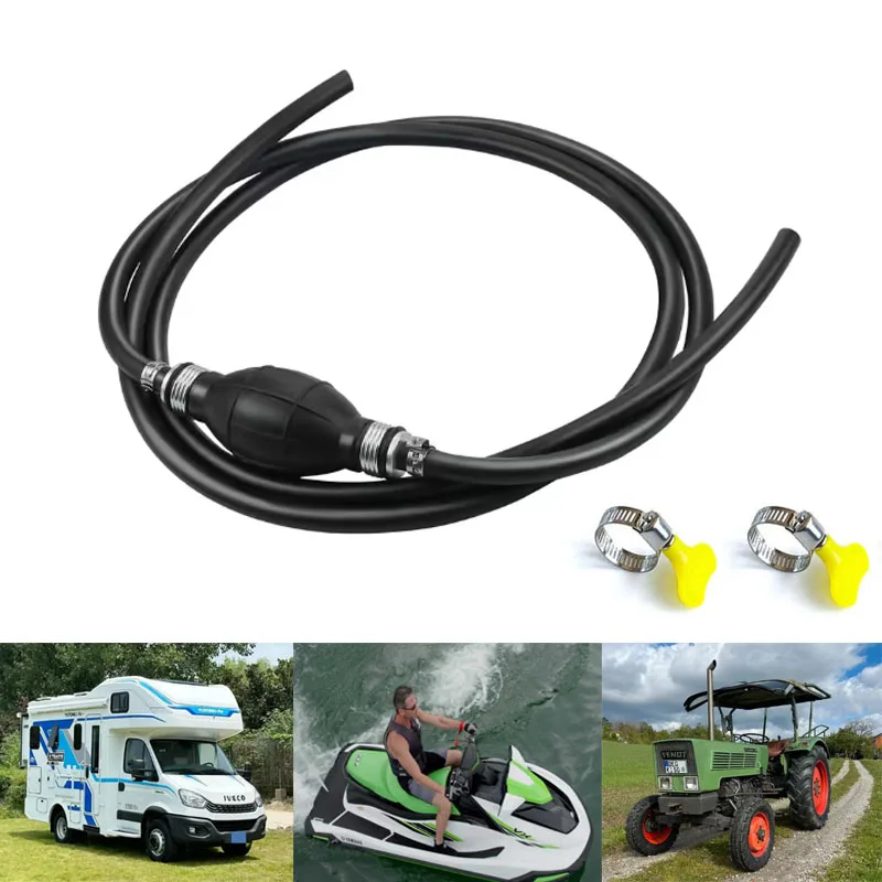 6mm/8mm Fuel Line Assembly, 190mm Fuel Line Hose Assembly with Primer Bulb for Mar