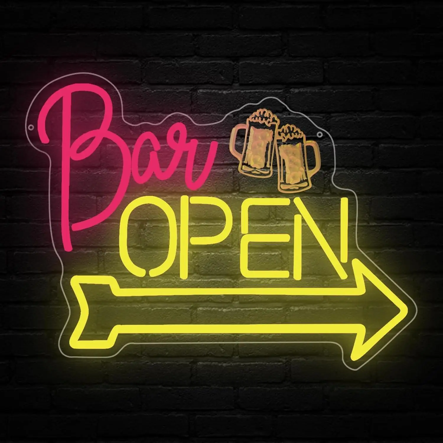 Bar Open Neon Sign USB Dimmable LED Light for Home Beer Bar Man Cave Club Pub Restaurant Hotel Themed Wall Art Decor Night Light