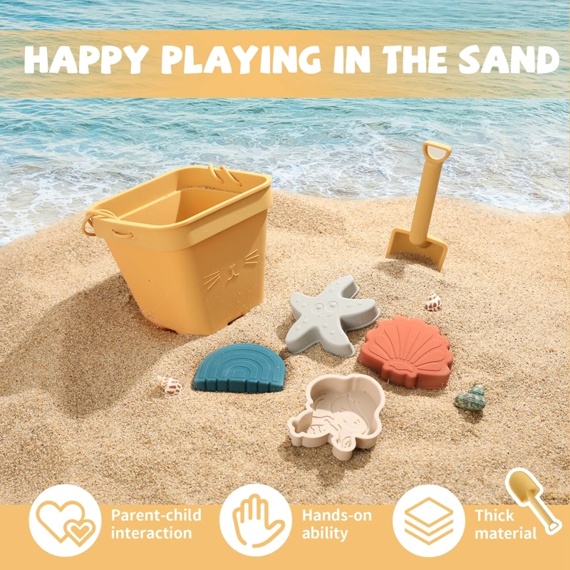 6Pcs/Set Silicone Beach Sensory Bucket Toy Animal Model Sand Plage for Children Parent Interactive Beach Water Play Toys for Kid