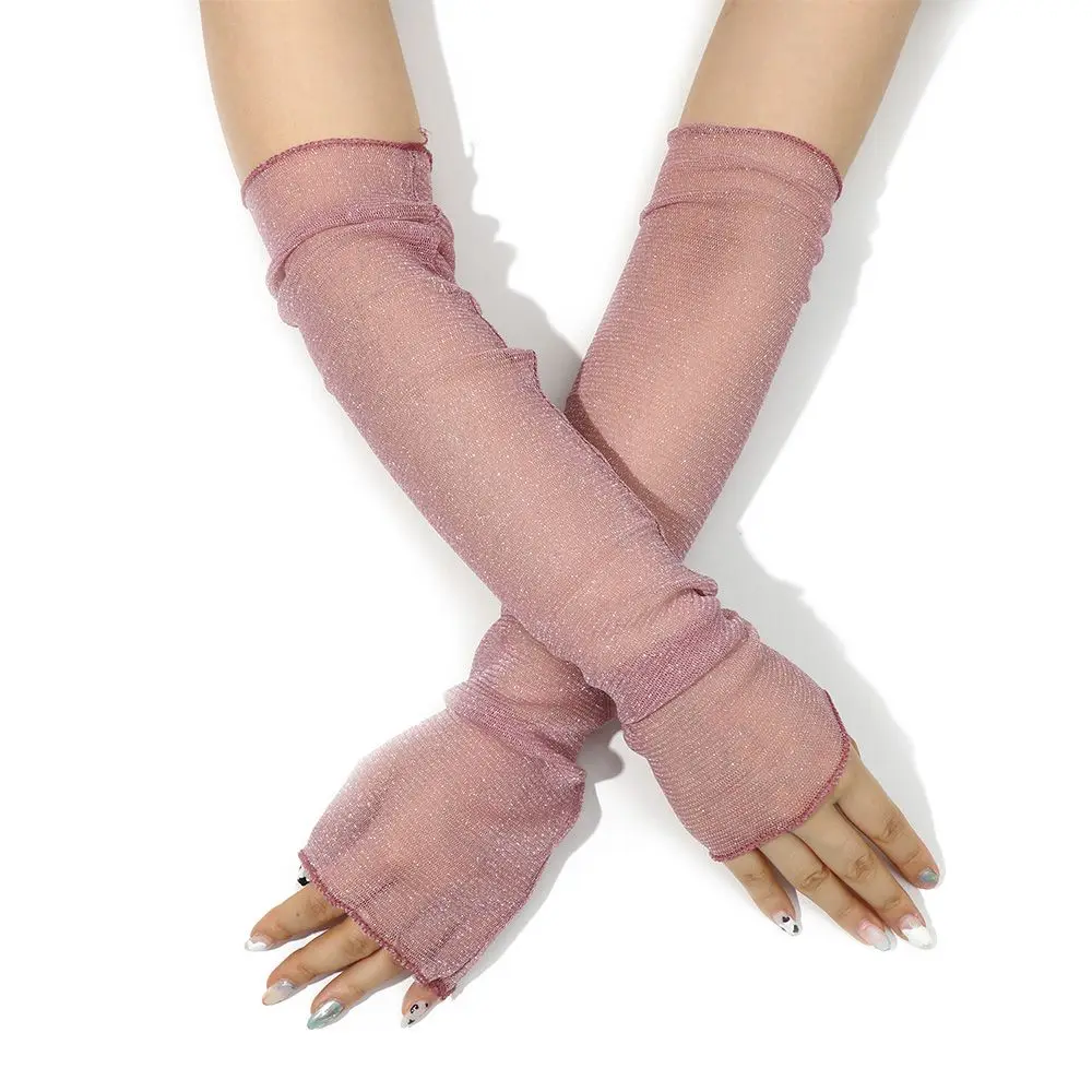 Sommer Mode Dame Gaze Sonnenschutz Ärmeln Handschuhe Frauen Dünne Lange Finger Arm Wärmer Sonnenschutz UV Atmungsaktive Fäustlinge
