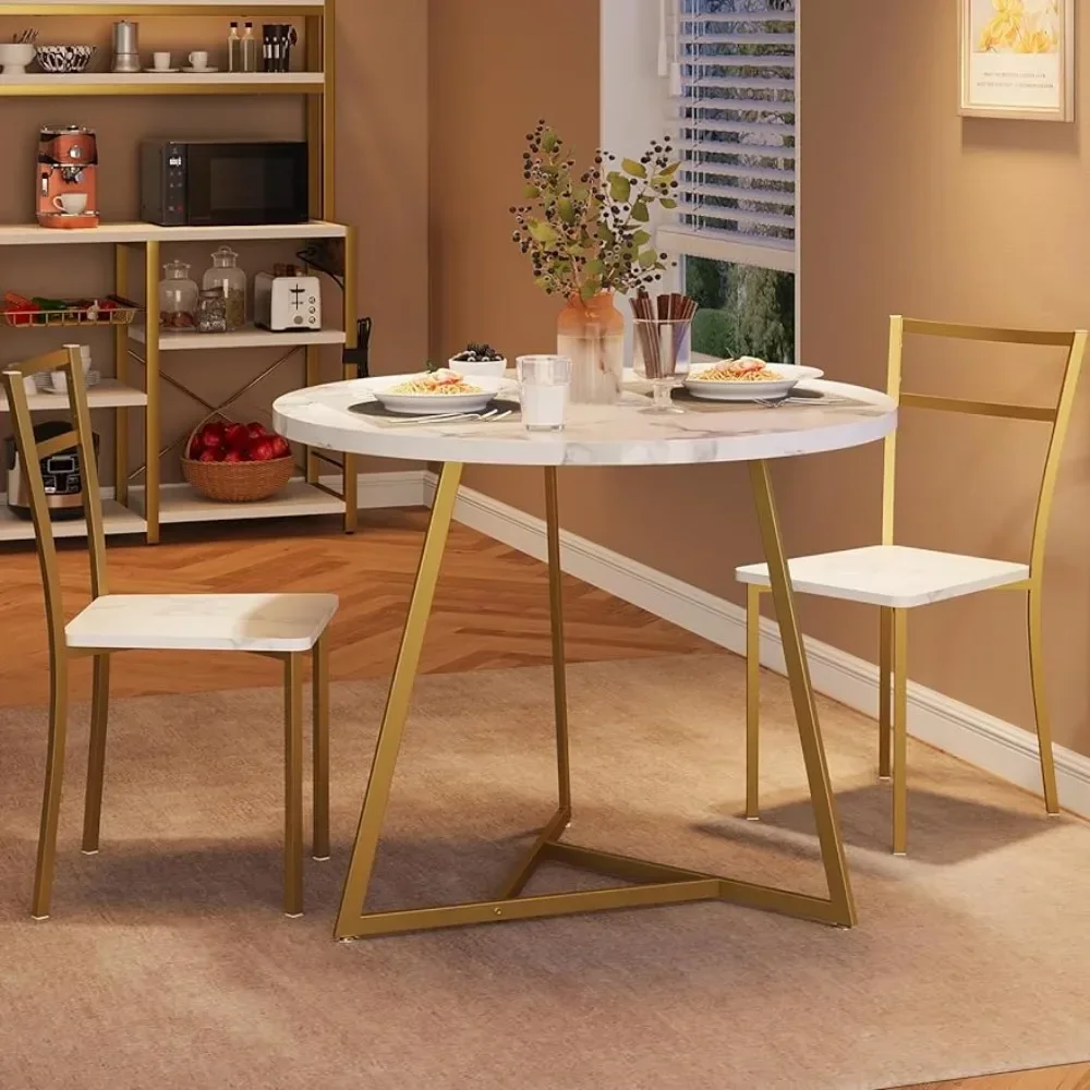 

Dining table set for 2 people, kitchen table and chairs for 2 people, modern round kitchen table set, set of 3