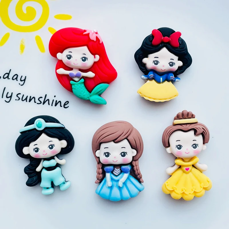 10Pcs New Cute Resin Mini Cartoon Princess Series Flat Back Scrapbook DIY Home Furnishing Embellishments Hairpin Accessories V62