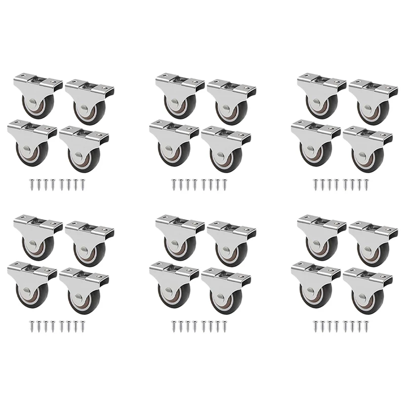 

HOT! 24 Pcs Mini Casters Furniture Casters Small 25Mm Fixed Casters Directional Movable Casters Movable Casters For Furniture