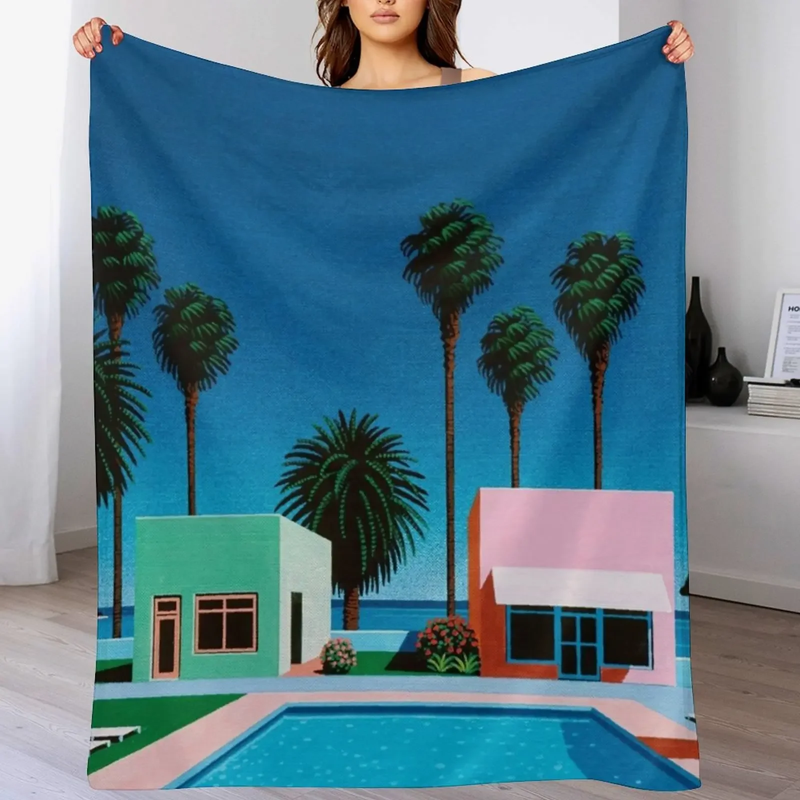 Hiroshi Nagai Vaporwave Throw Blanket Retros Flannels Blankets