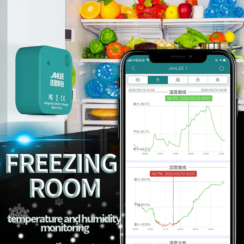 Jaalee JHT termómetro con Sensor de temperatura, humedad, Dewpoint, VPD, higrómetro, Logger, Monitor de exportación, refrigerador, congelador, nevera