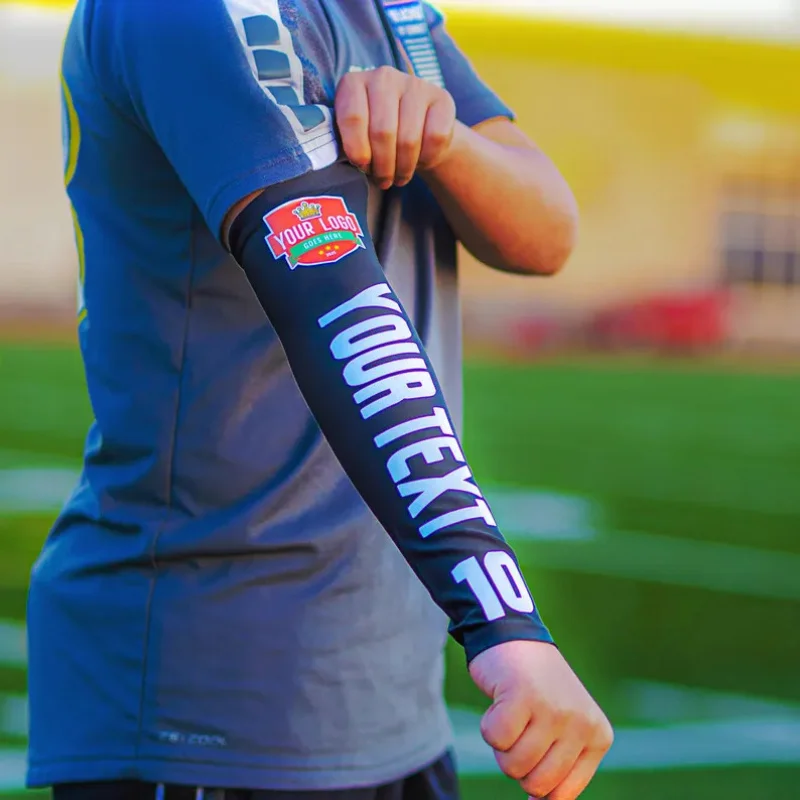A Custom Personalized Sports Arm Sleeve with Custom Logo and Text, Suitable for Baseball, Basketball, Football, Running, Cycling, Events, and Charity Events
