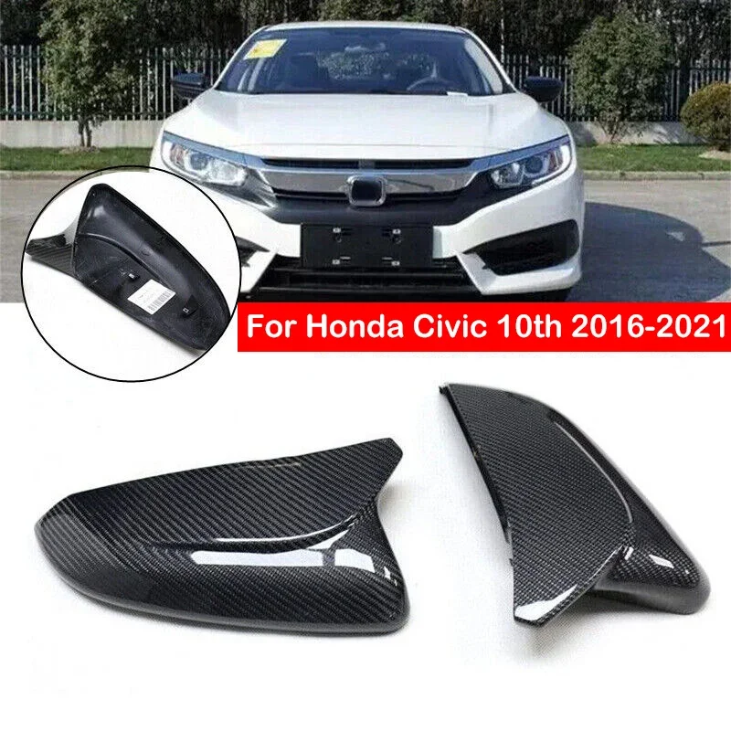 

For Honda Civic 10th 2016-2021 Real Carbon Fiber Replacement Rearview Side Mirror Cover Wing Cap Exterior Door Case Trim Auto