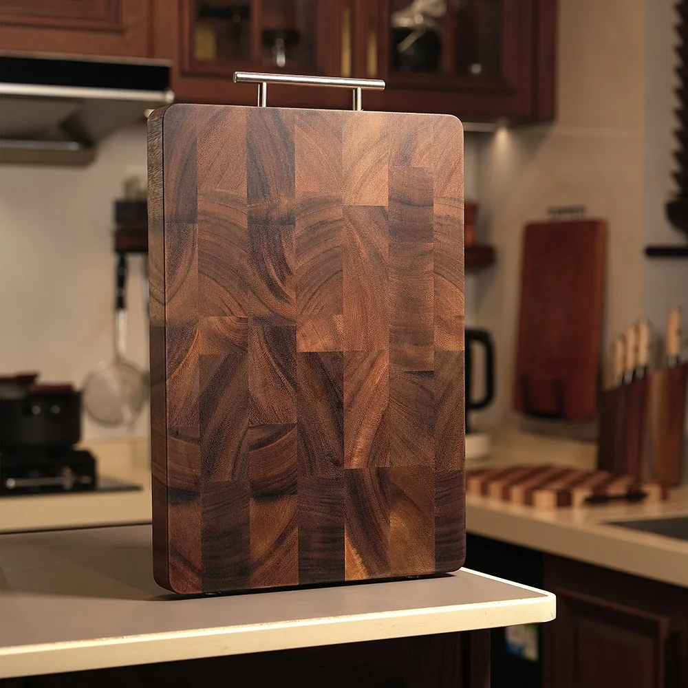 

Black Walnut Wood Cutting Board High Appearance Solid Whole Wood Sink Chopping Block Rust Proof Sturdy Durable for Home Kitchen