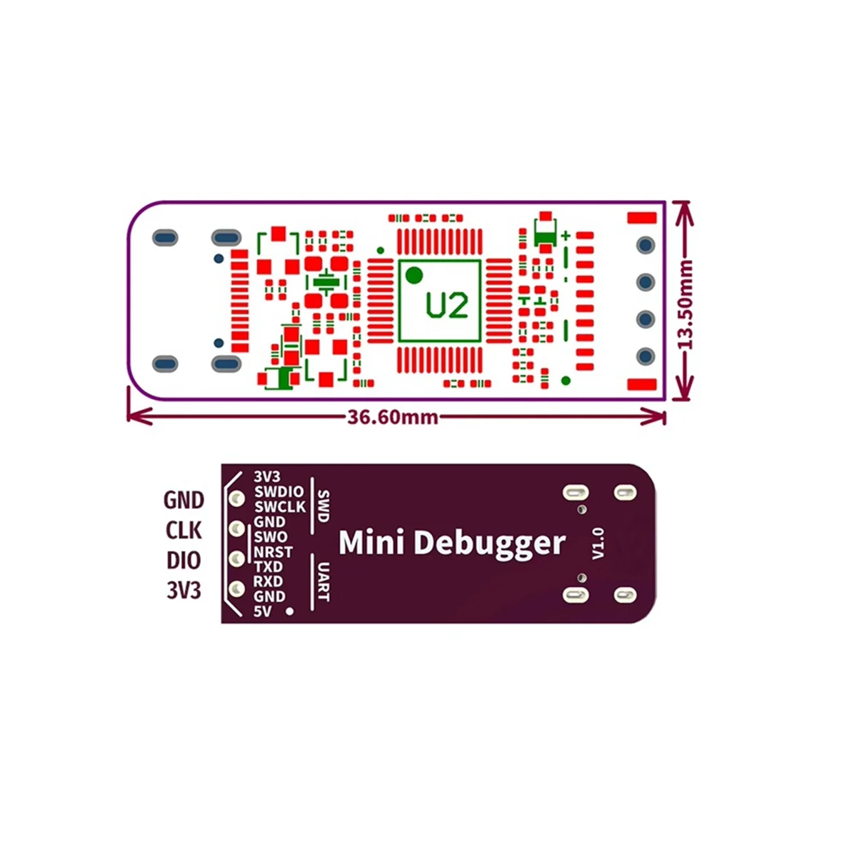 Mini depurador STLink V2.1 Depurador APM32F103CBT6 Chip SWD SWO USB para módulo Uart-ABPS