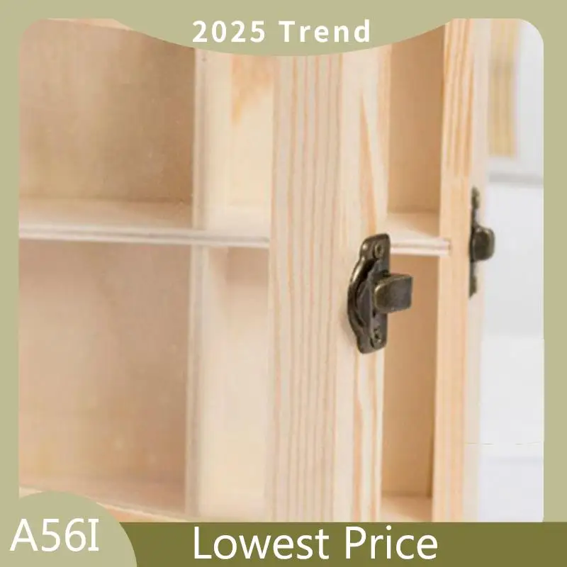 

ABDD Display Cabinet Wooden Tea Coffee Rack Storage Box 6Compartment Wood + Glass 1 Piece