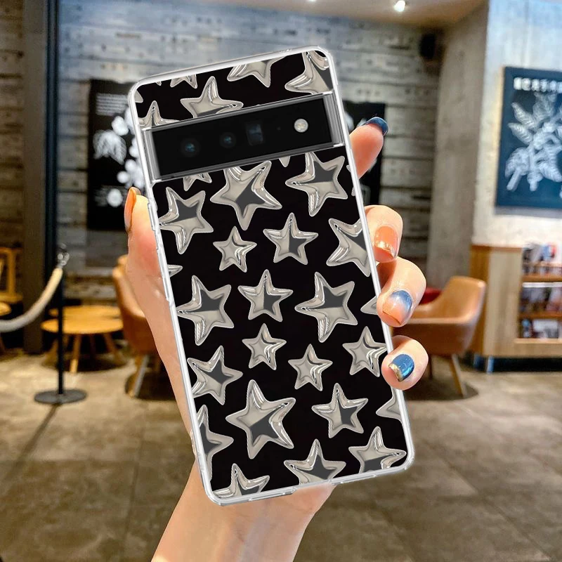เคสโทรศัพท์สำหรับ Google Pixel 9 8 7 Pro 8A 7A 6A 6 Pro XL 5 4 5A 4A 3A 5G  แบบนิ่ม TPU ใส ลายใยแมงมุมสีดำ