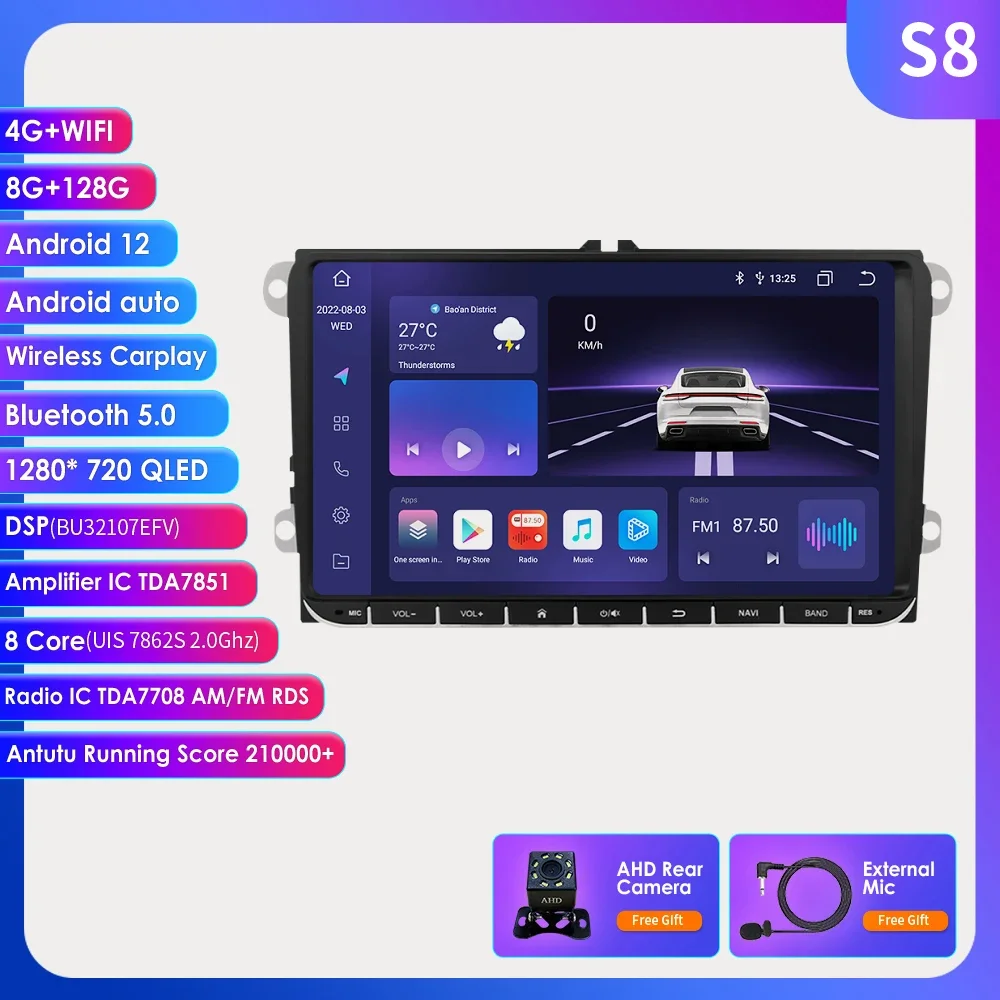 Android Auto Radio Voor Vw Golf 5 Polo Sedan Passat B6 Cc Radio Touran Scirocco Caddy Jetta Skoda Seat Auto Multimedia Audiospeler