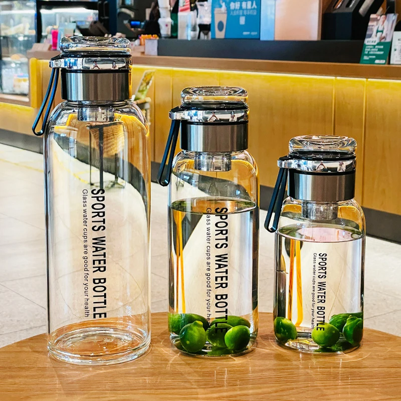 2L Sports Glass Water Bottle 2L Capacity Free Cup Cover (with Shoulder  Strap) Portable Leak-proof Drinking Stainless Steel Lid - AliExpress 15