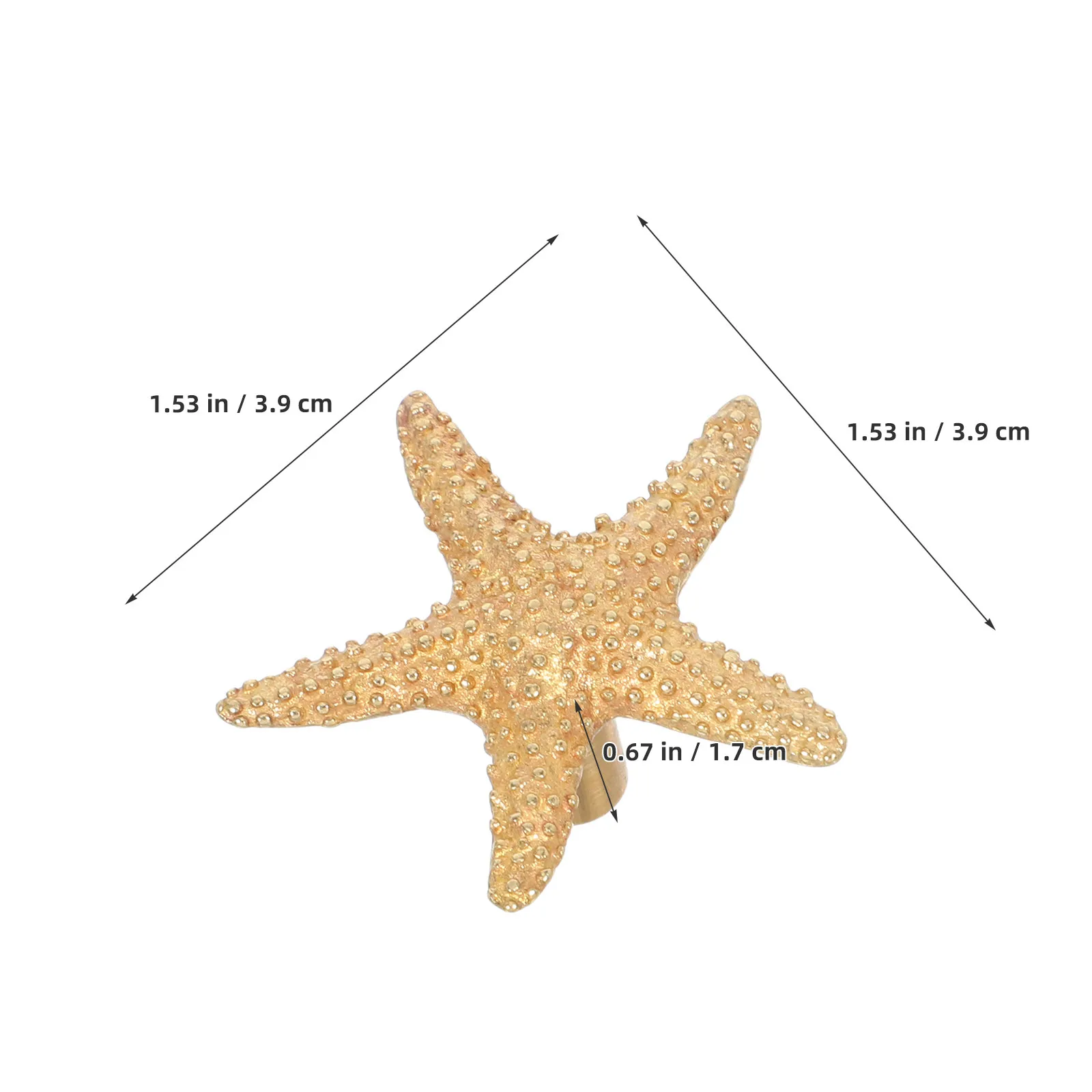 2Pcs Star Shape Cabinet Door Handles Polished Brass Ocean Decor Drawer Pulls for Room Dresser Wardrobe Small Cabinet