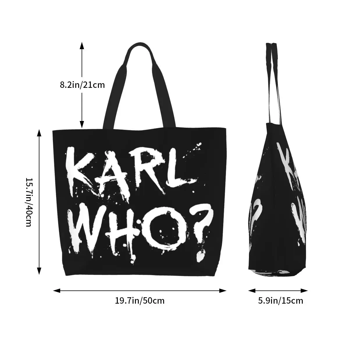 Stylish Woman Slogan Karl Who Big Shopping Bag Large Capacity Merch Grocery Bag