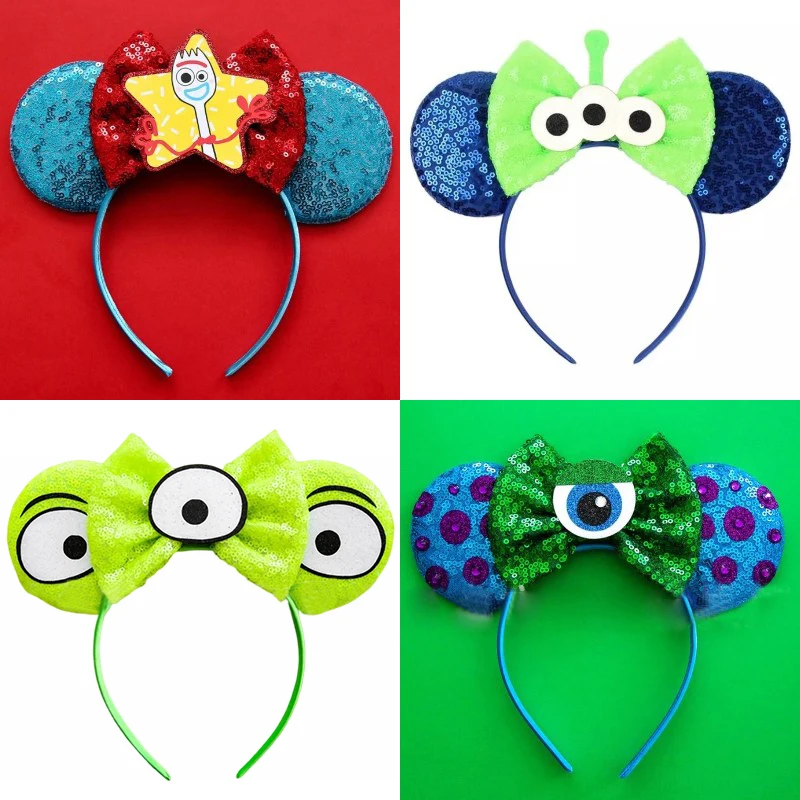 Disney Toy Story Hair Accessories Women Woody Buzz Lightyear Hair Bands for Girls Pixar Sequins Bow Alien Ears Headband Kid Gift