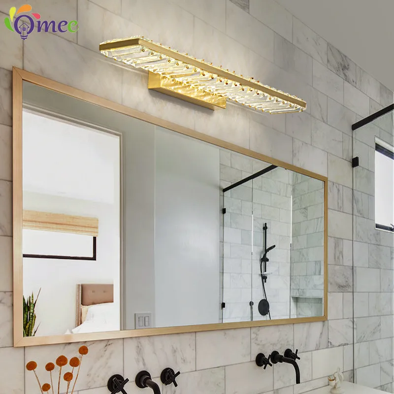 Applique murale LED Simple en cristal pour miroir, luminaire décoratif d'intérieur, idéal pour une salle de bain