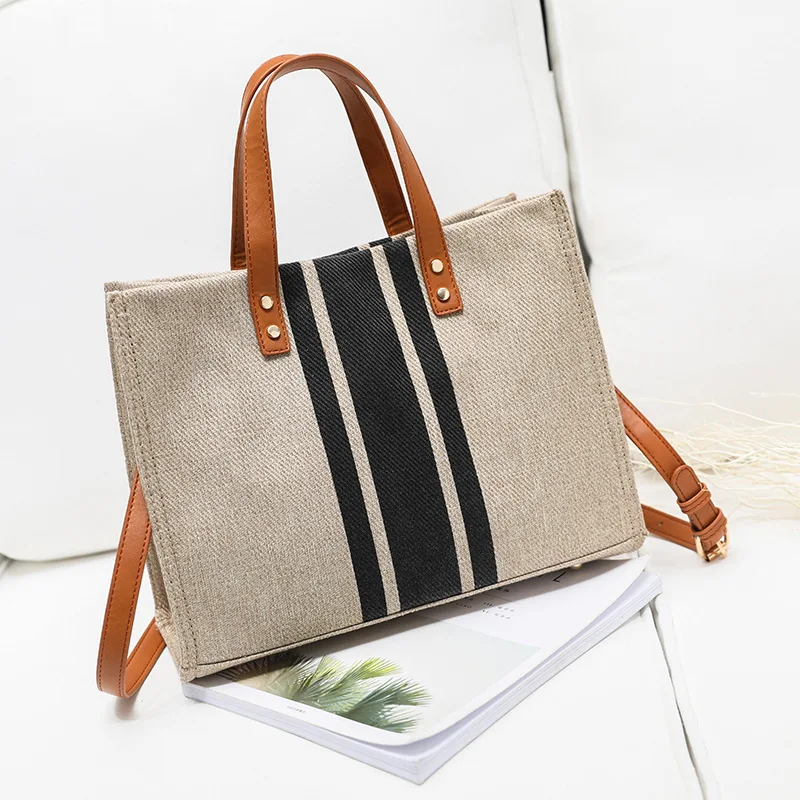 

Large Capacity Women Handbag Simple Casual Tote Canvas Soft Fabric Messenger Bag OL Style Shoulder Bag Shopping Crossbody Bag