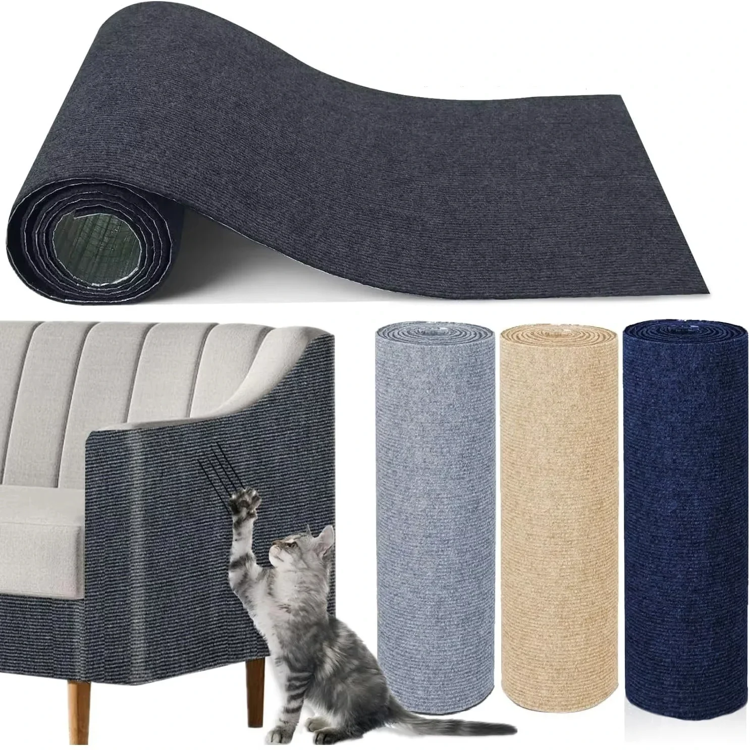 Self Adhesive Cat Scratch Mat Trimmable Carpet Anti Scratch Sofa Protector Cat Scratching Pad Furniture Protection Pet Supplies