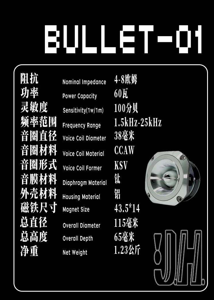 High-power High-sensitivity 4-inch Competition-grade Independent SpeakerAudiophile-grade Aluminum Horn Super Tweeter