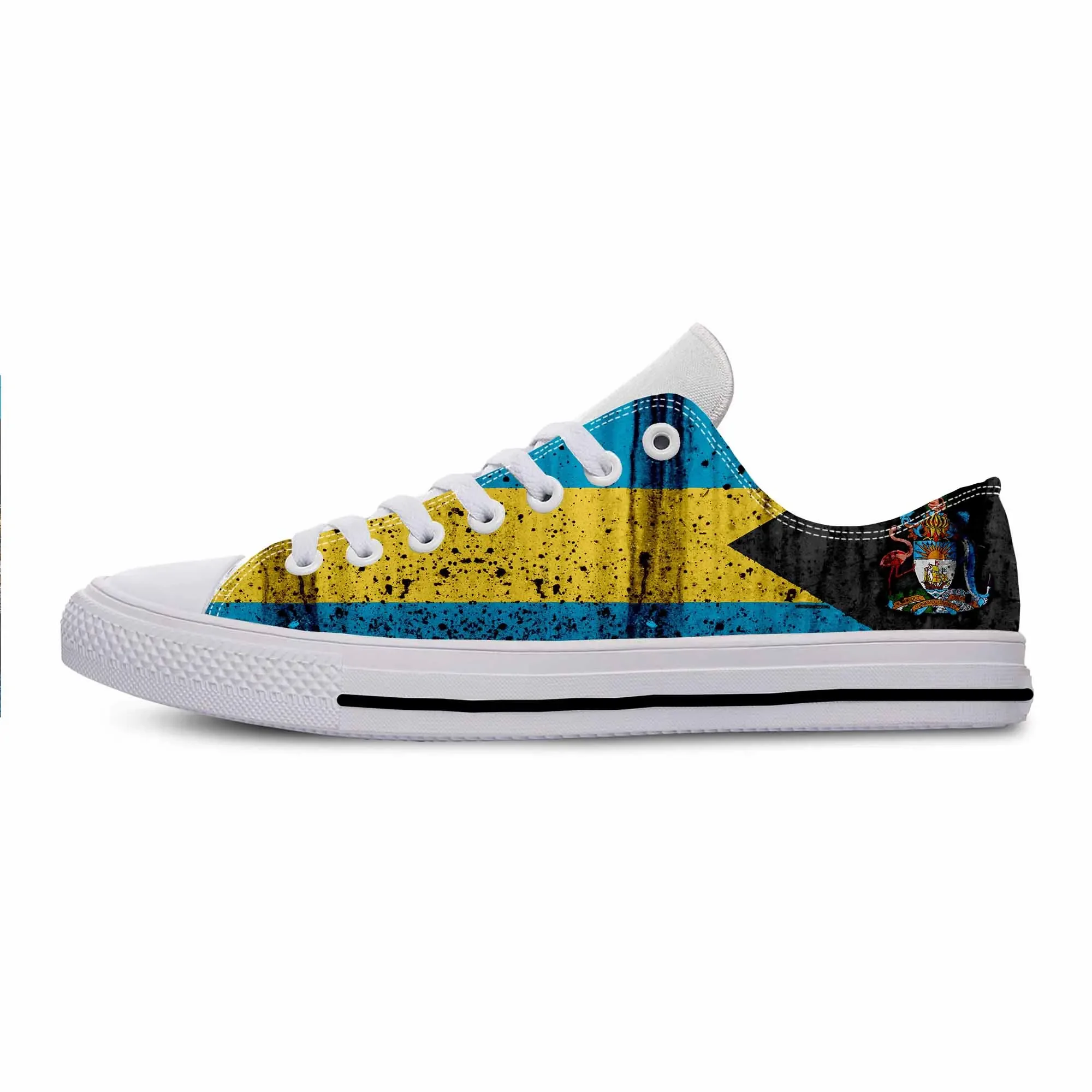 Bahamas Bahamian Vlag Patriottische Trots Cool Mode Casual Doek Schoenen Lage Top Comfortabele Ademende 3d Print Heren Sneakers