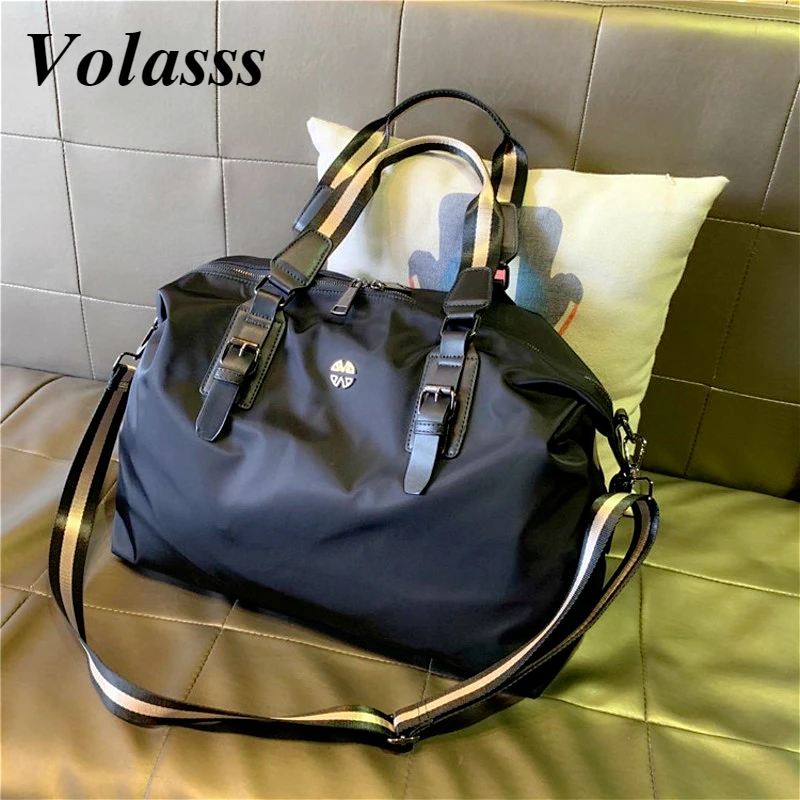 Volasss Black Women Travel Totes Nylon Handbag Female Large Capacity Storage Bags Fashion Messenger Overnight Weekender Bag 2024