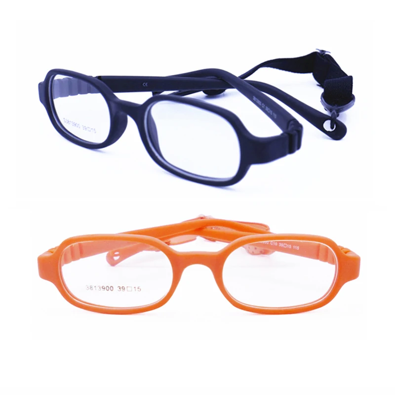 

High Quality Flexible Hinge-less Rectangle Environmental TR90 Prescription One Body Eyeglasses with Elastic Cord for Little Kids