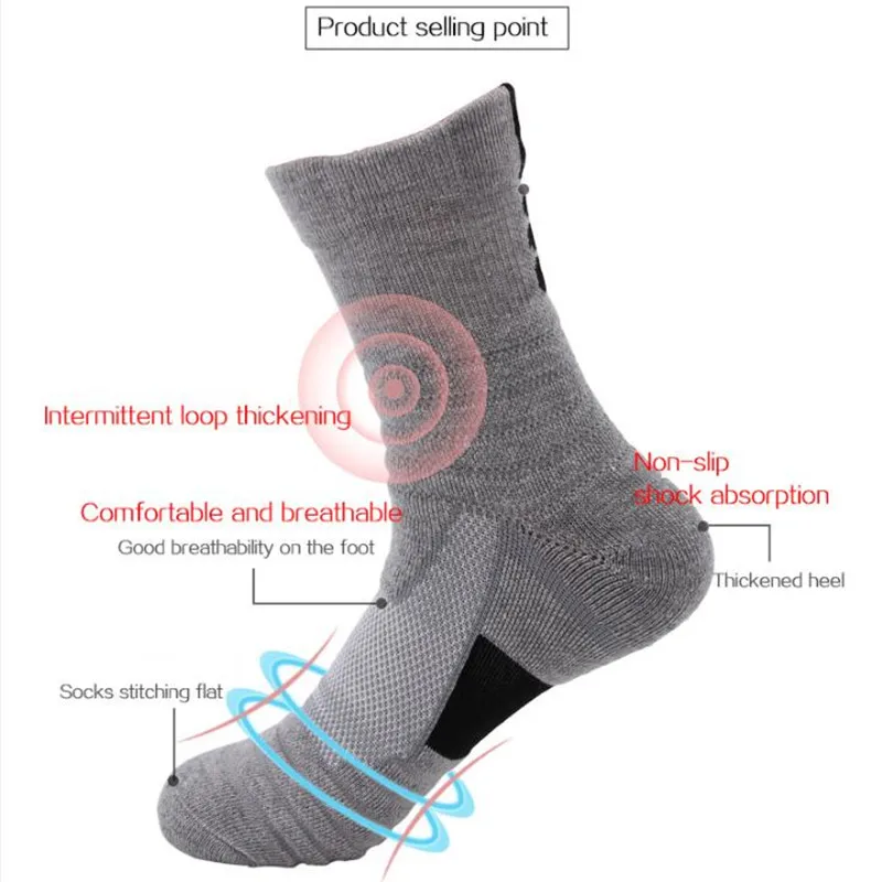 Running Men Sport Socks Running Socks Basketball Breathable Moisture Wicking Athletic Sock Non-slip Long Short Tube Thick Towel